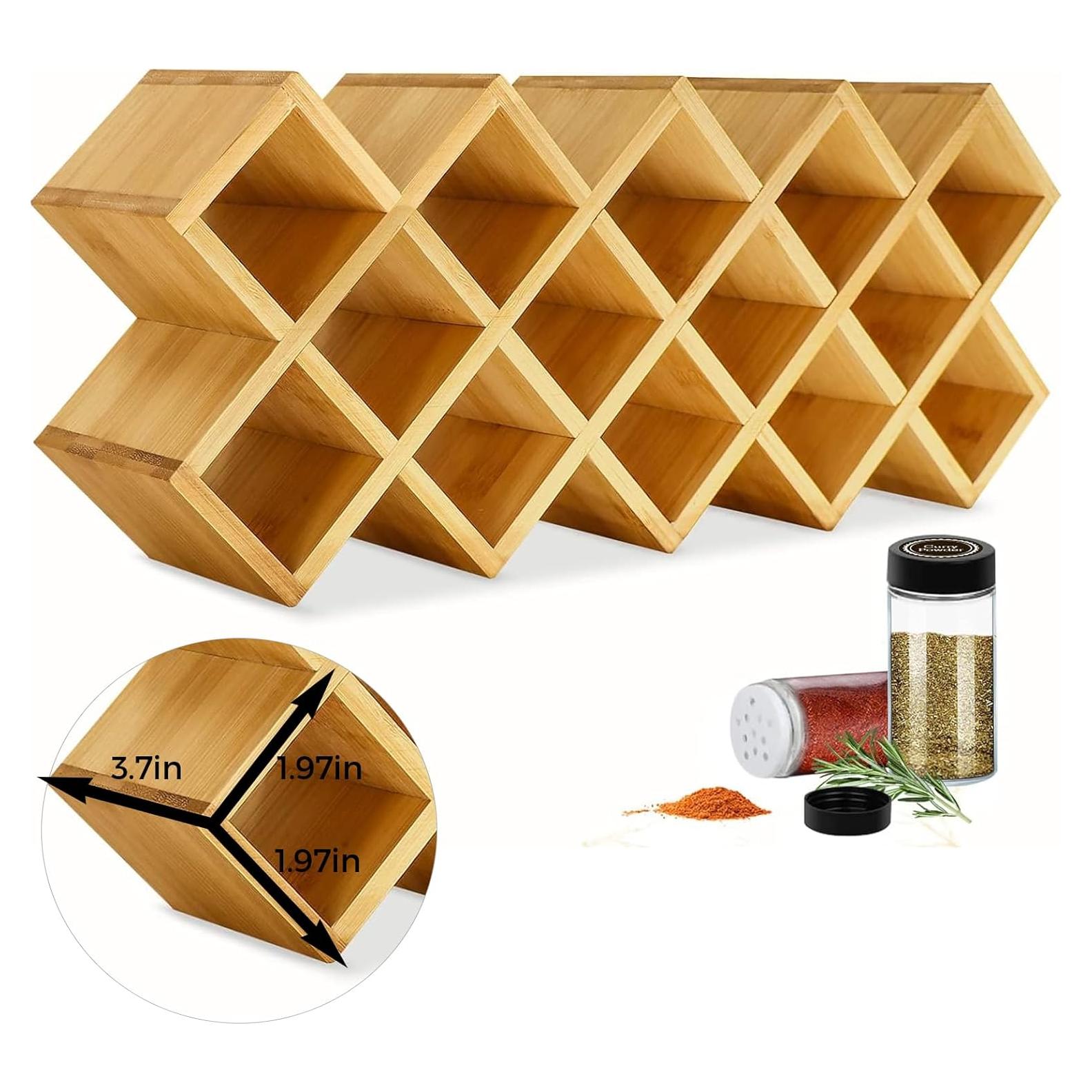 Organizador de Especias de Bambú Kylinbigda Cruzado 18 Frascos