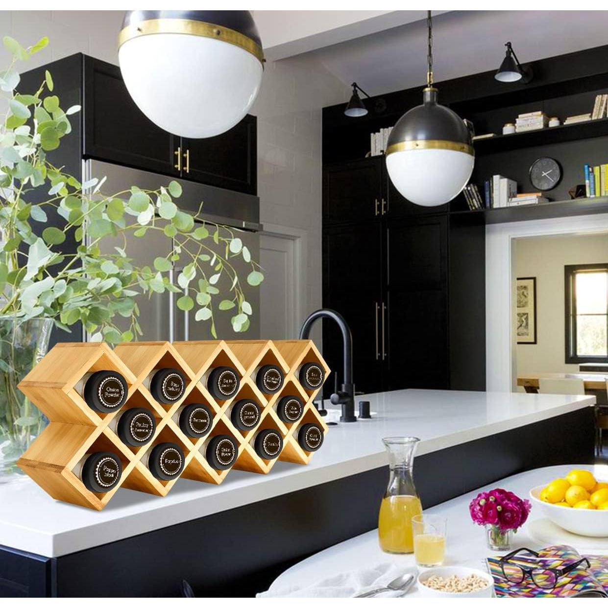 Organizador de Especias de Bambú Kylinbigda Cruzado 18 Frascos