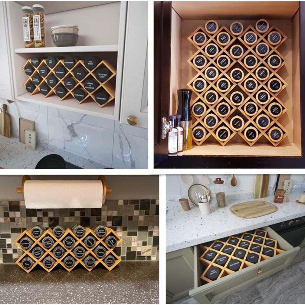 Organizador de Especias de Bambú Kylinbigda Cruzado 18 Frascos