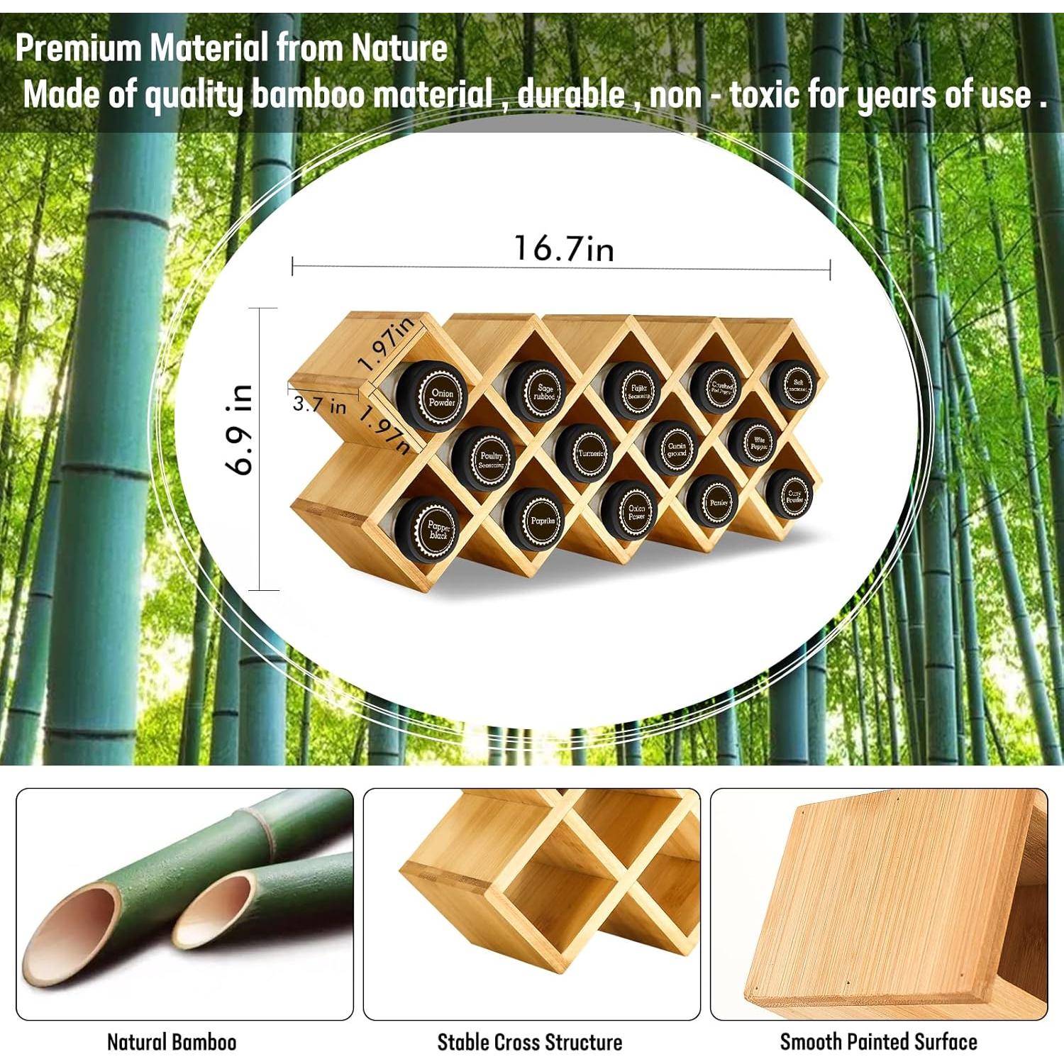 Organizador de Especias de Bambú Kylinbigda Cruzado 18 Frascos