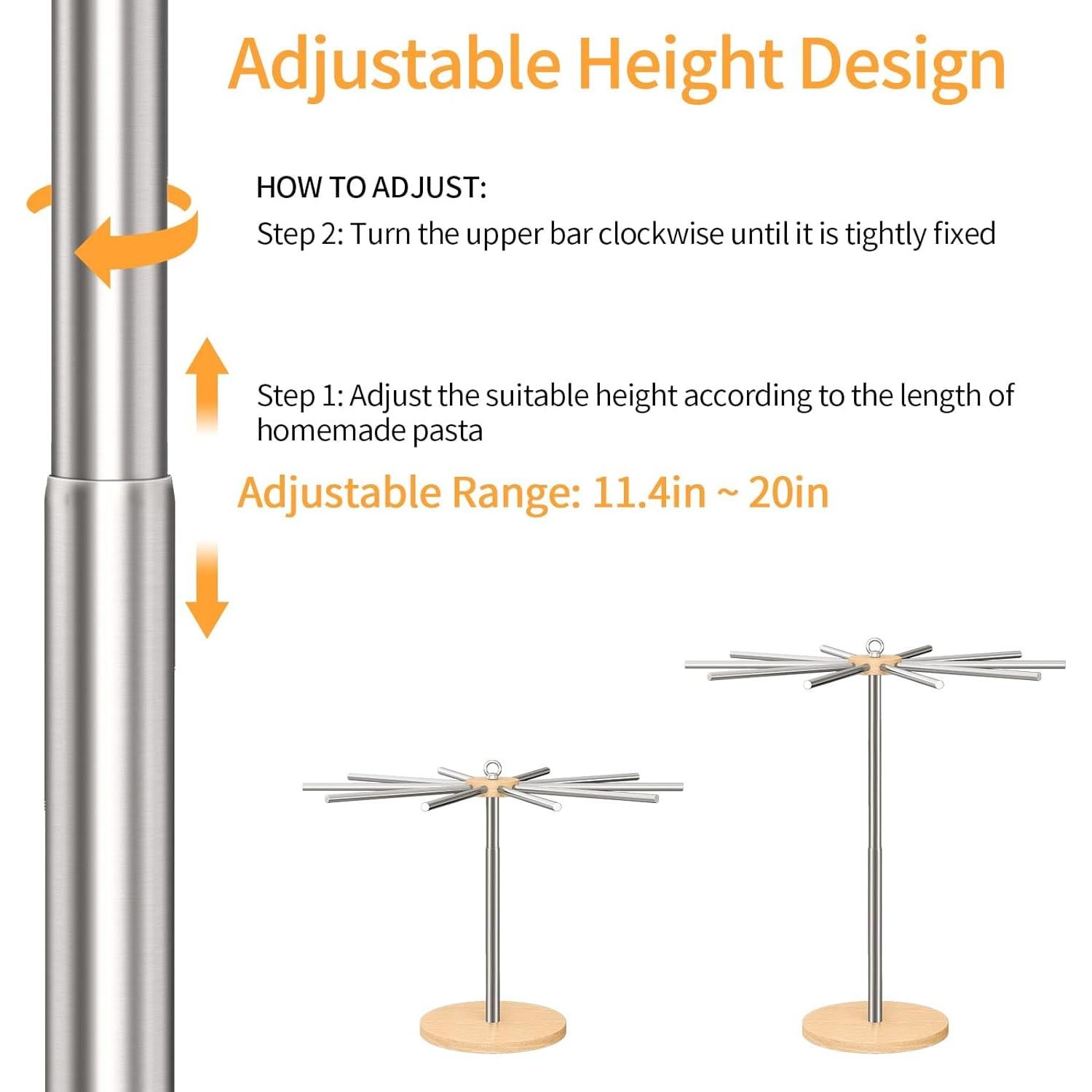Soporte para Secar Pasta STWWO Ajustable Acero Inoxidable