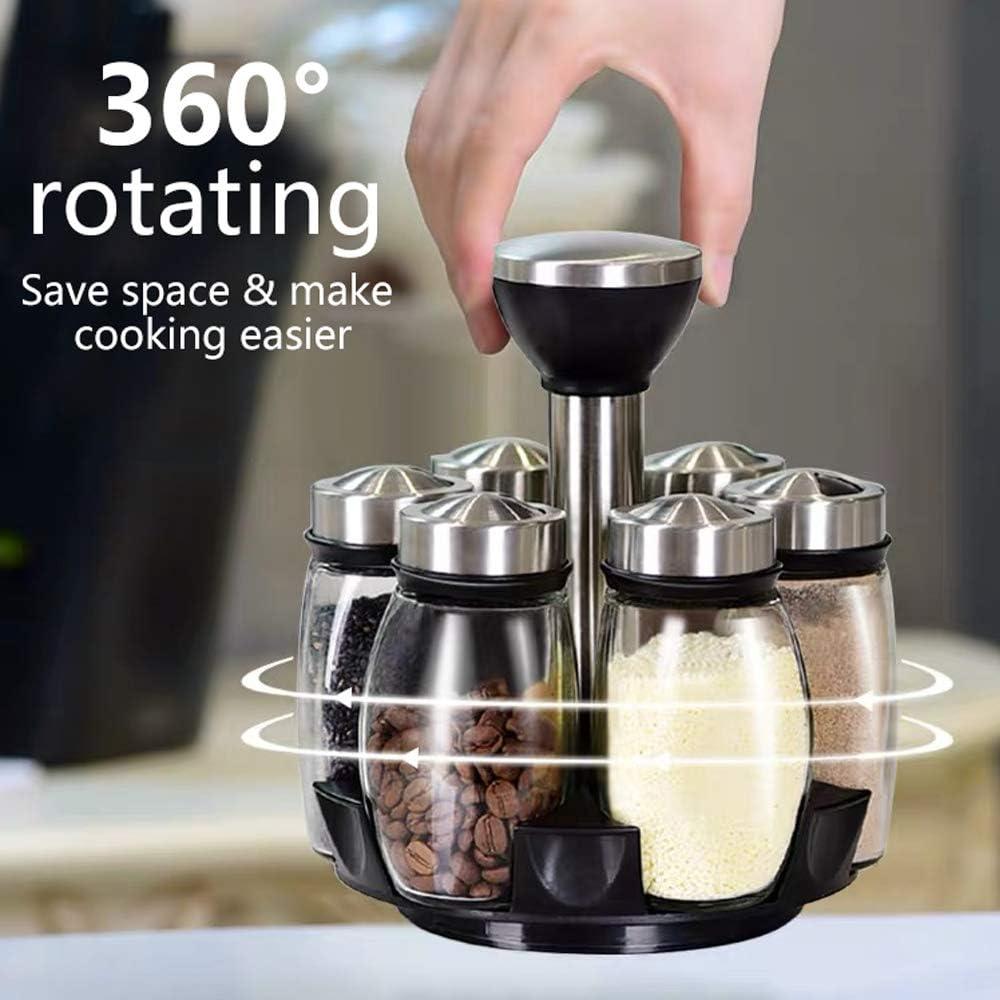 Organizador de Especias Giratorio Hossejoy 6 Frascos Vidrio