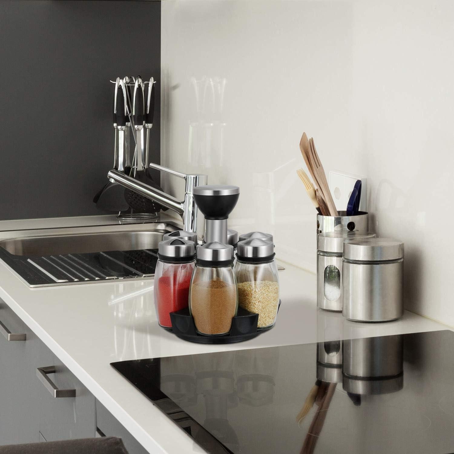 Organizador de Especias Giratorio Hossejoy 6 Frascos Vidrio