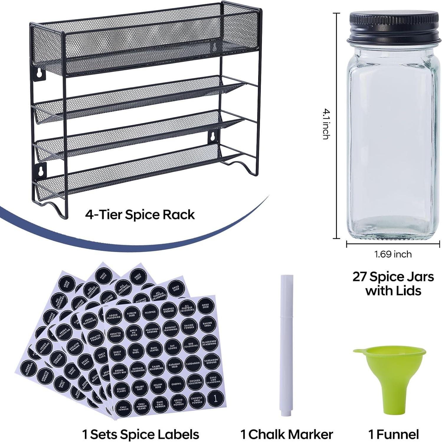 Organizador de Especias Fiwence con 27 Frascos y Etiquetas