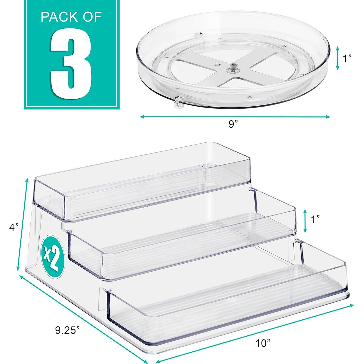 Conjunto organizador de especias Sorbus 3 niveles y Lazy Susan