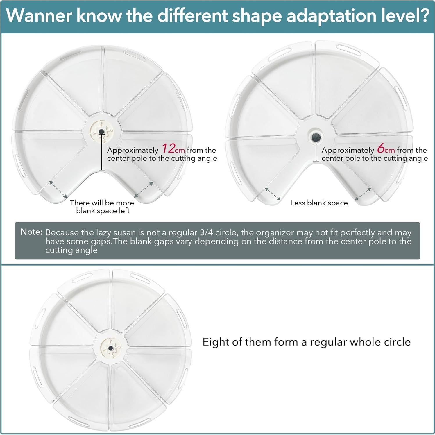 Conjunto de Organizadores Oubonun Lazy Susan 6 Piezas 29.5x25.9 cm