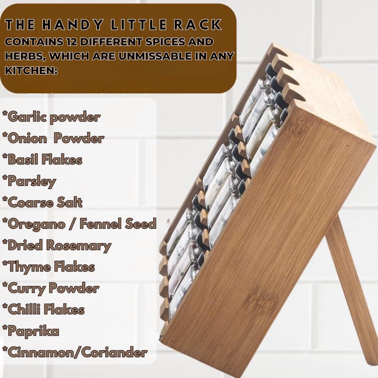 Estante de Especias de Madera Tilz con 12 Tarros de Vidrio