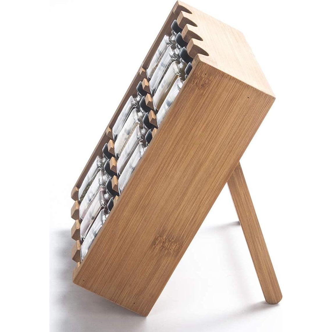 Estante de Especias de Madera Tilz con 12 Tarros de Vidrio