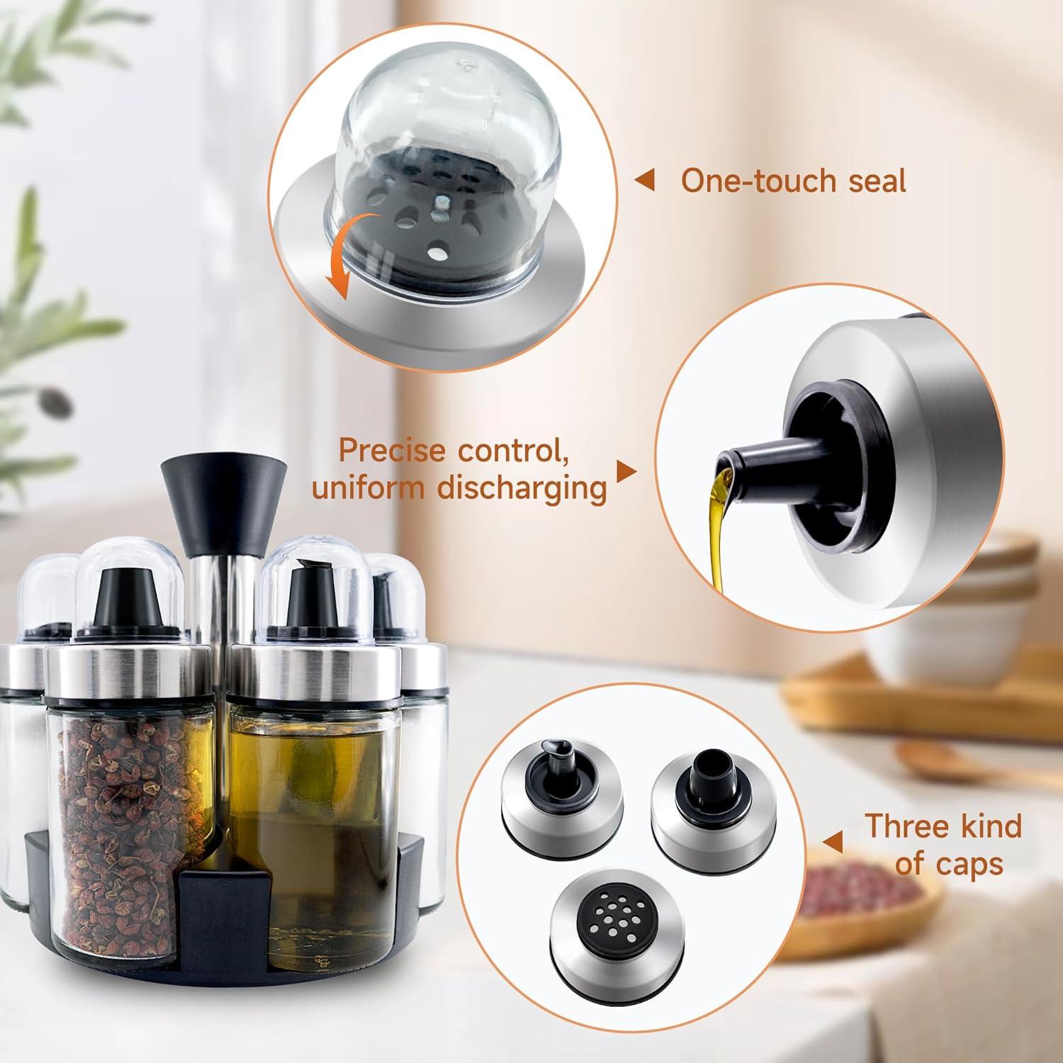 Juego de dispensadores de aceite y vinagre Mlici 6 botellas vidrio