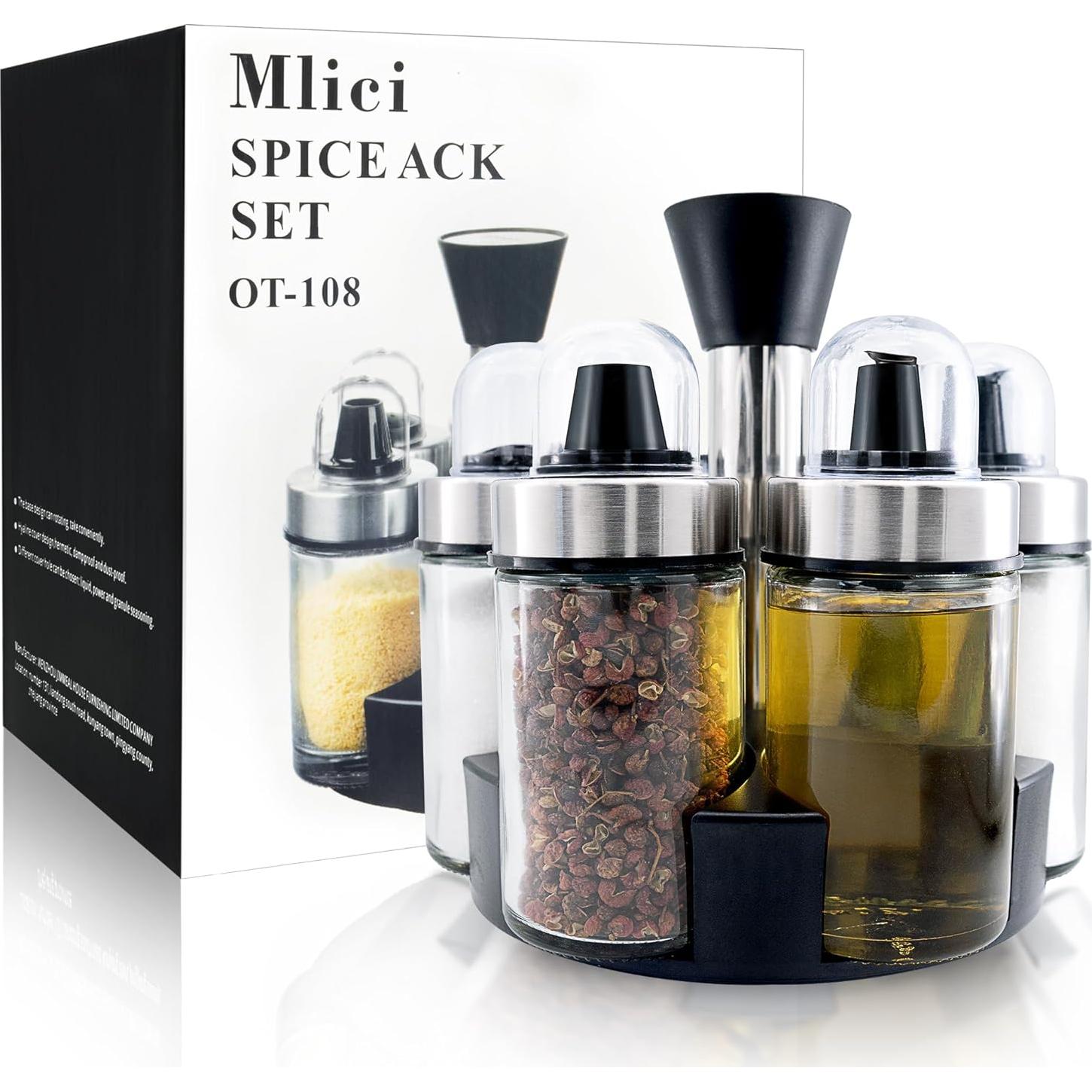 Juego de dispensadores de aceite y vinagre Mlici 6 botellas vidrio