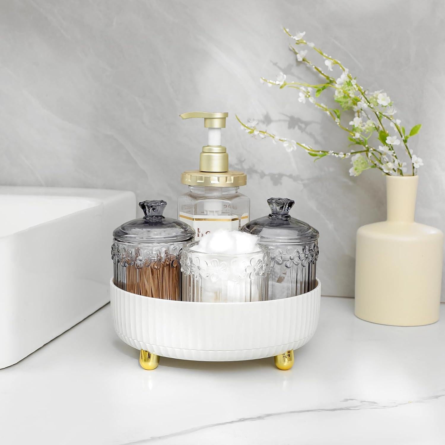 Organizador de Perfume Anyoifax Giratorio 23 cm Blanco