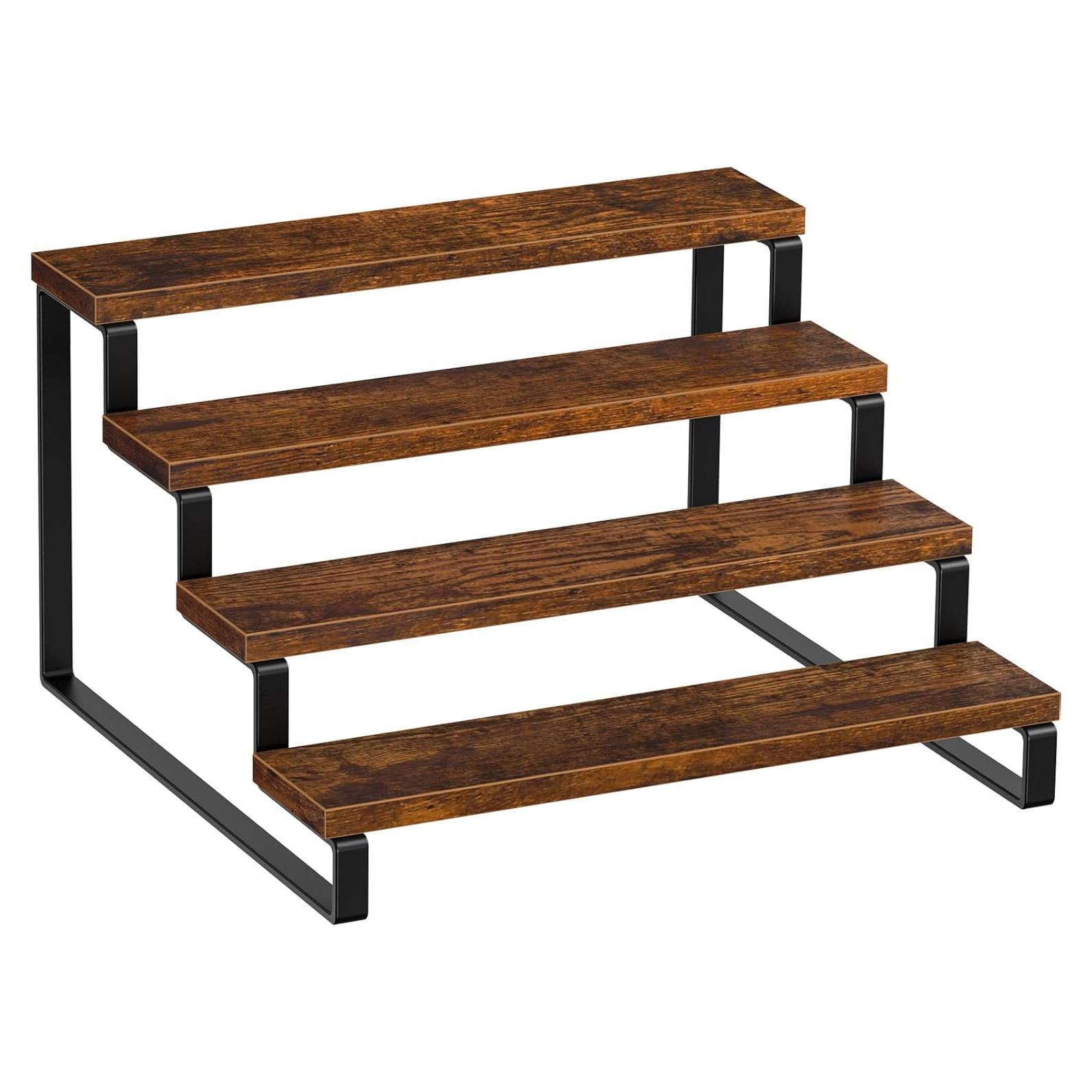 Estante de Especias Giikin 4 Niveles Madera Marrón Rústico