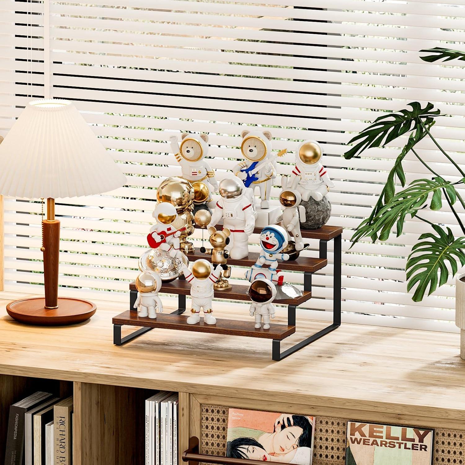 Estante de Especias Giikin 4 Niveles Madera Marrón Rústico