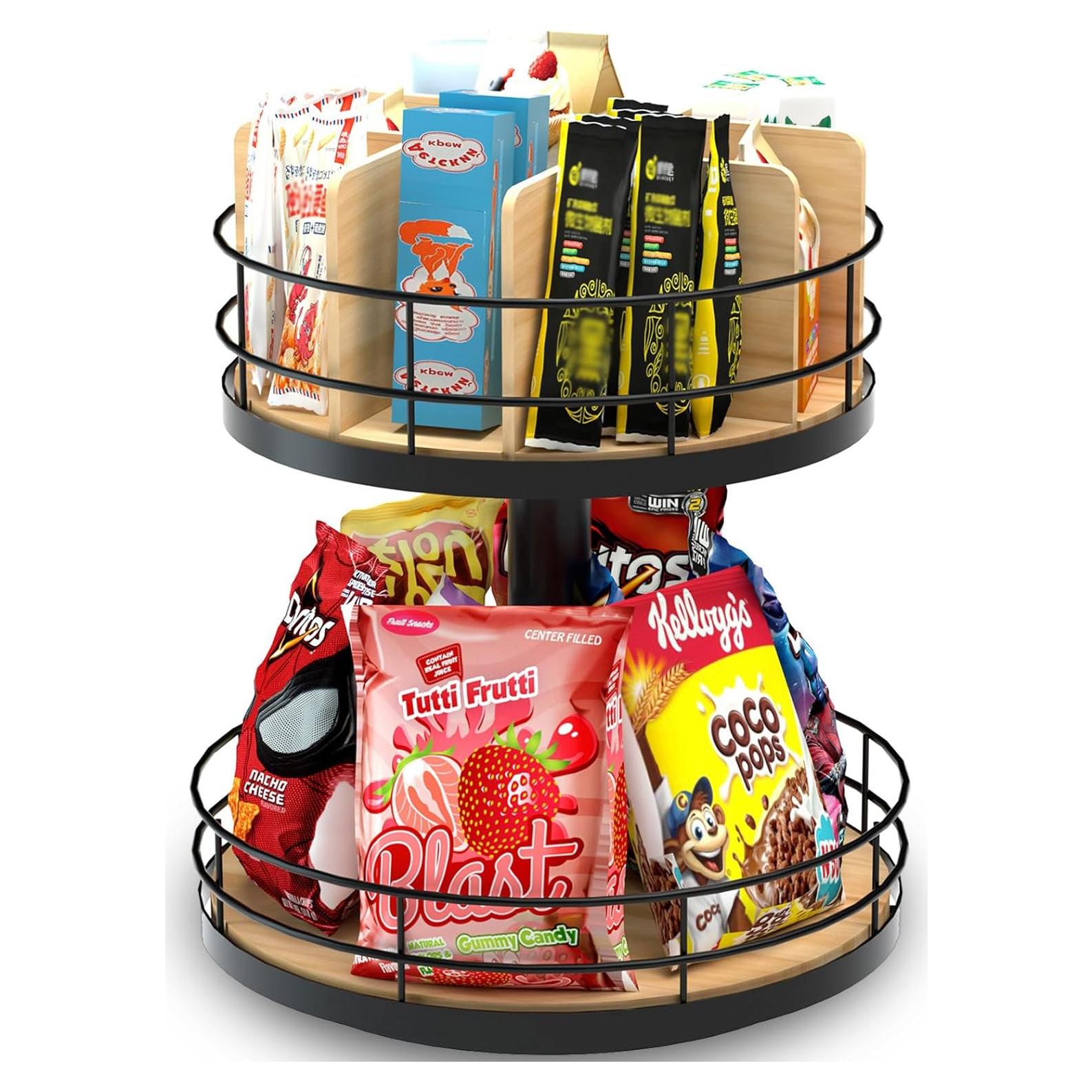 Organizador de Snacks NANAGIFTREE 2 Niveles Madera y Metal