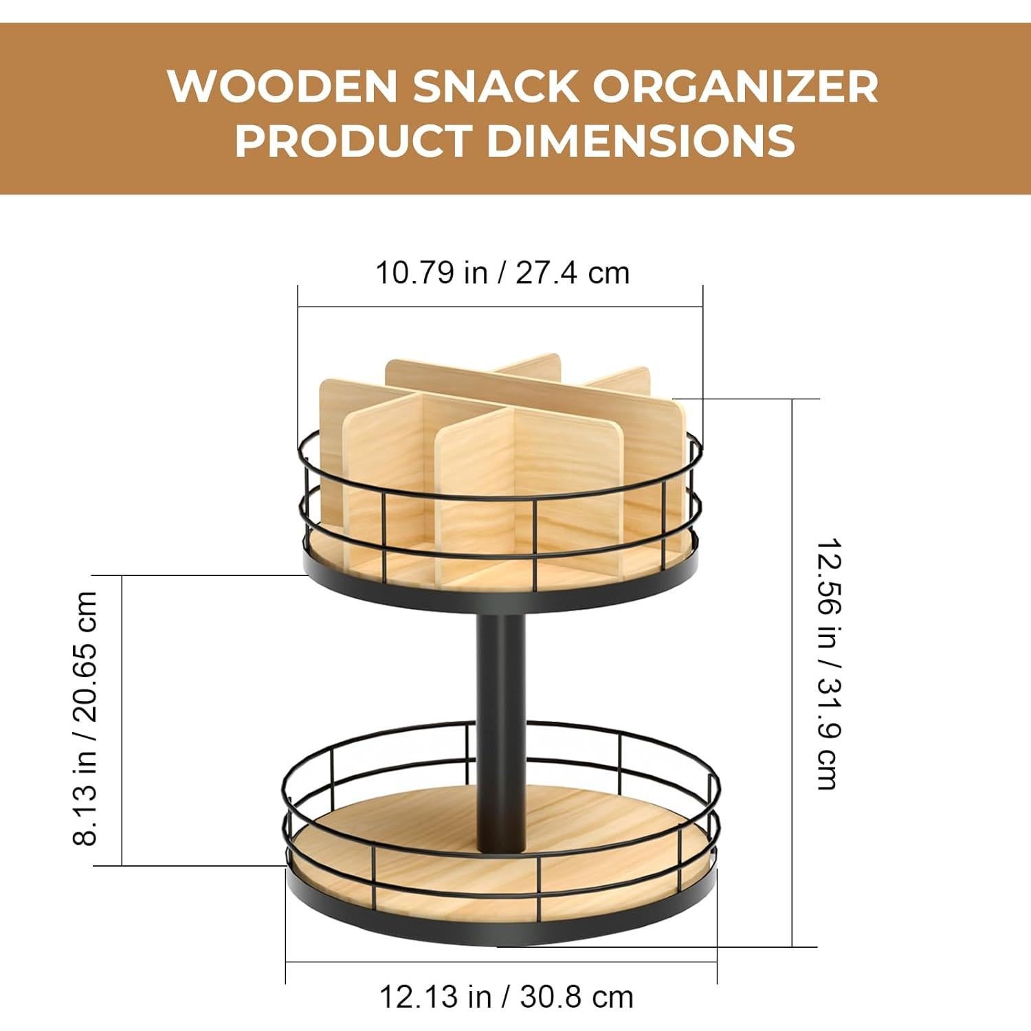 Organizador de Snacks NANAGIFTREE 2 Niveles Madera y Metal
