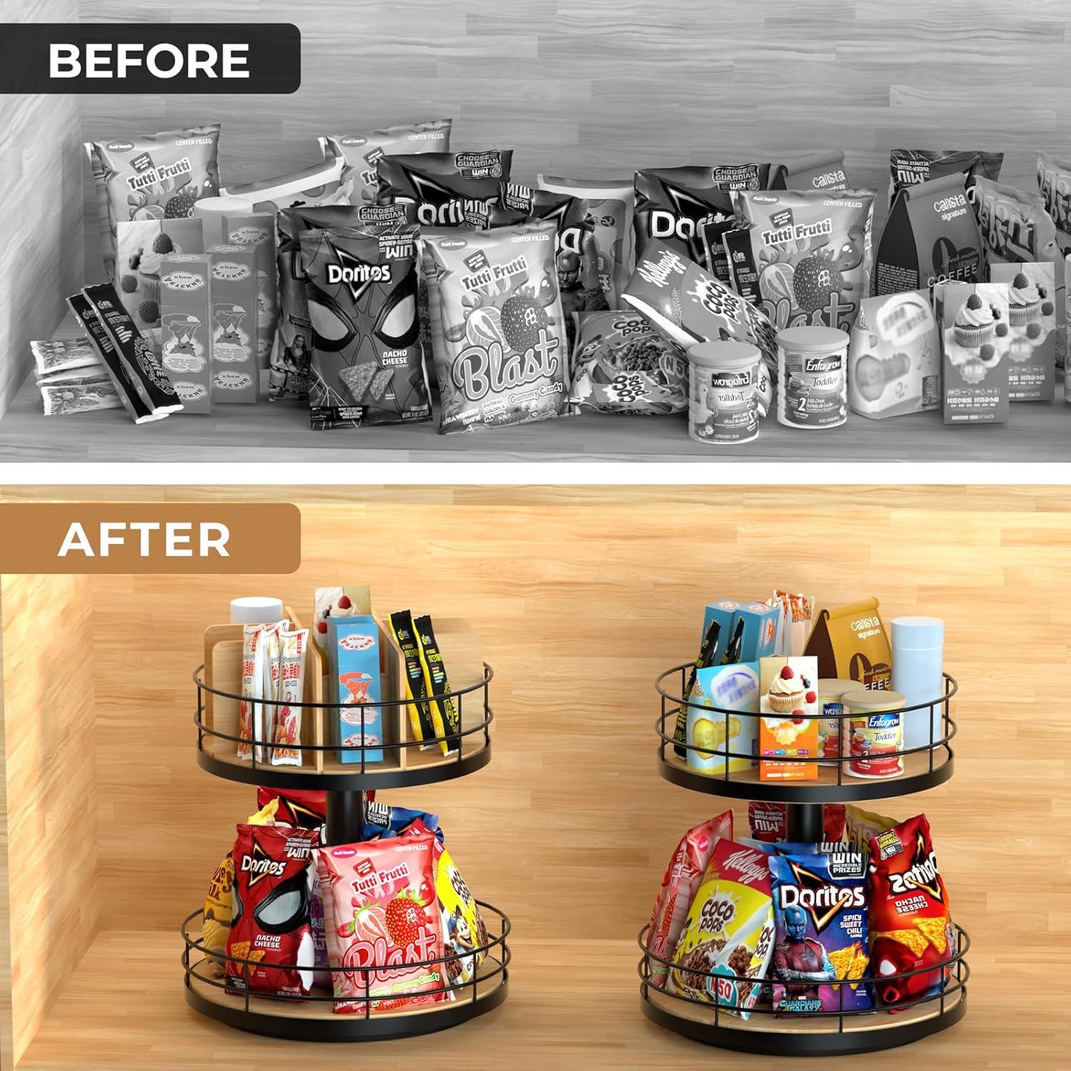 Organizador de Snacks NANAGIFTREE 2 Niveles Madera y Metal