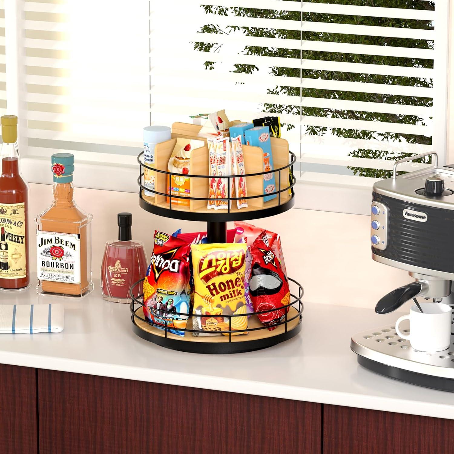 Organizador de Snacks NANAGIFTREE 2 Niveles Madera y Metal