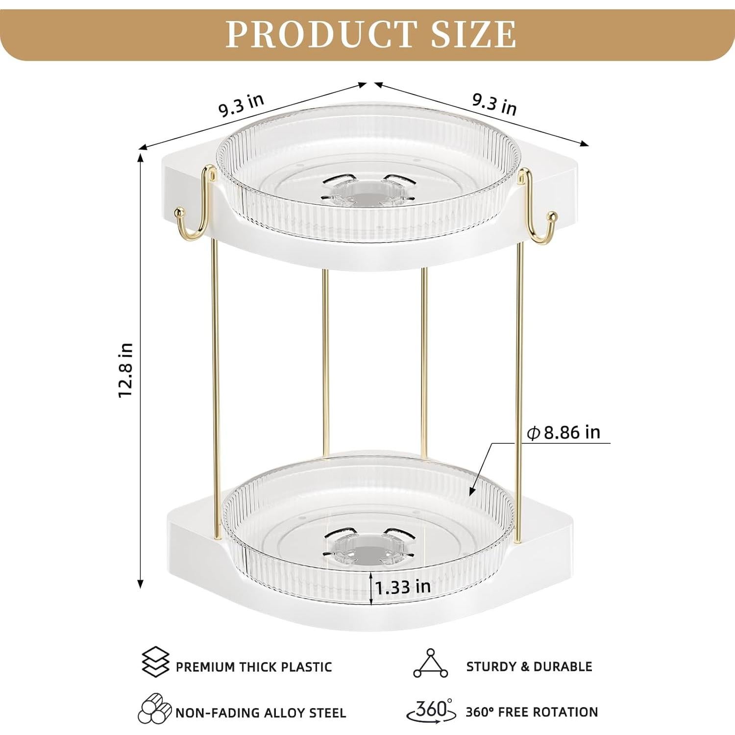 Organizador giratorio 2 niveles Shuang Qing 22,86 cm claro
