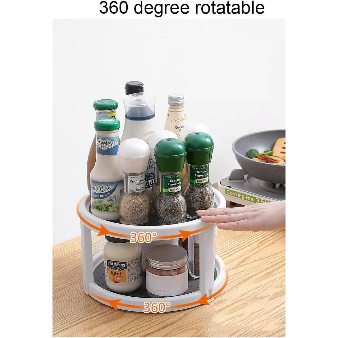 Organizador de especias giratorio Jaugufiy 2 niveles gris