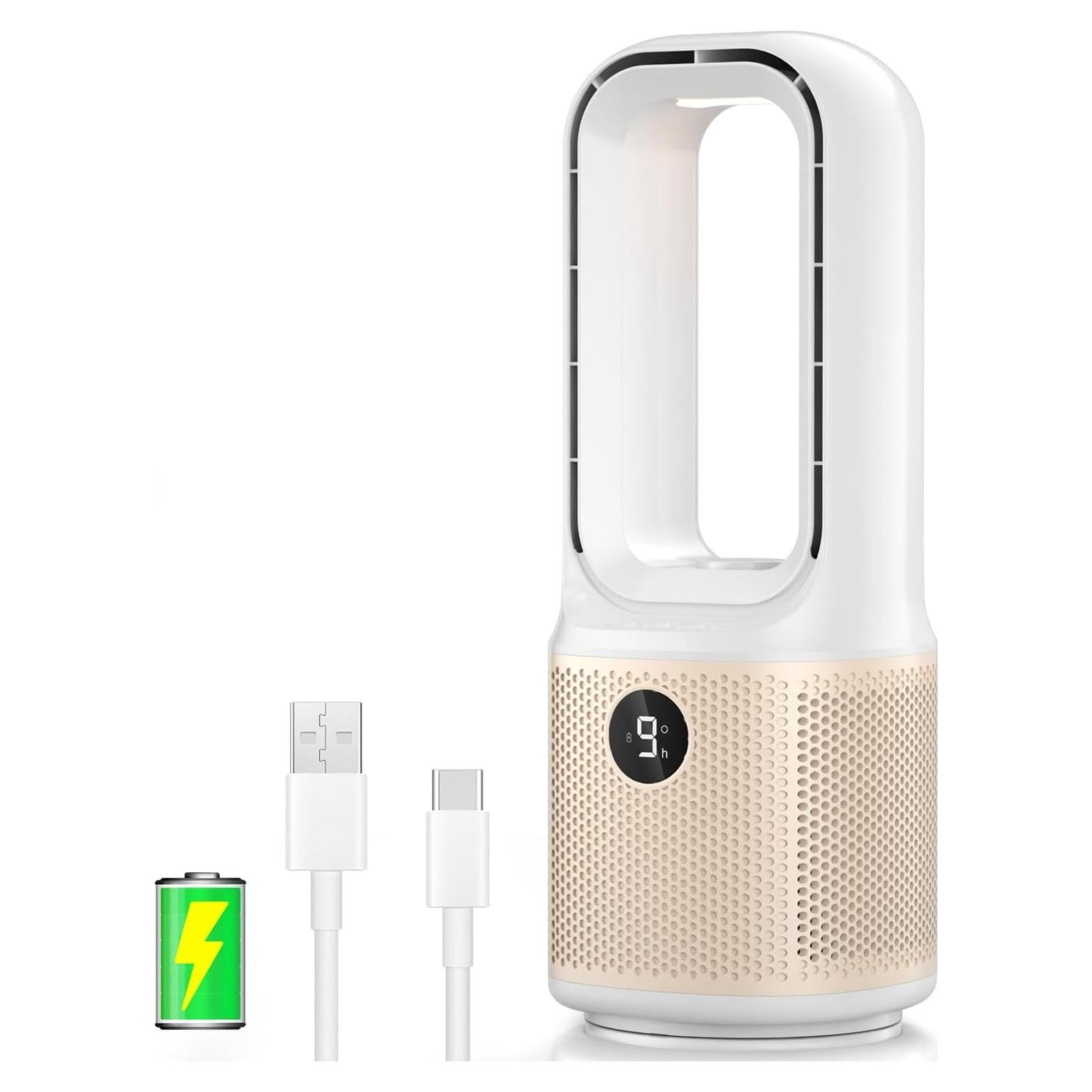 Ventilador de Mesa Sin Aspas DCVREDF 30 cm Recargable USB