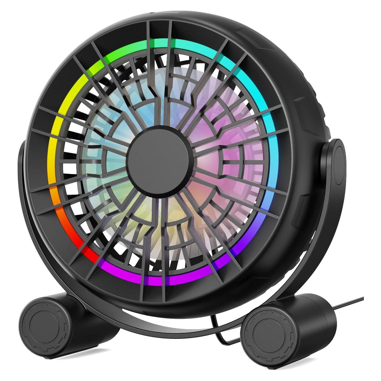 Ventilador de Escritorio USB Punoge 3 Velocidades 8 Luces LED