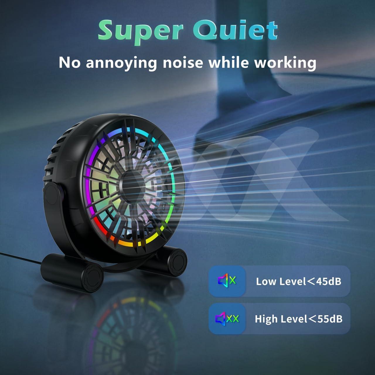 Ventilador de Escritorio USB Punoge 3 Velocidades 8 Luces LED