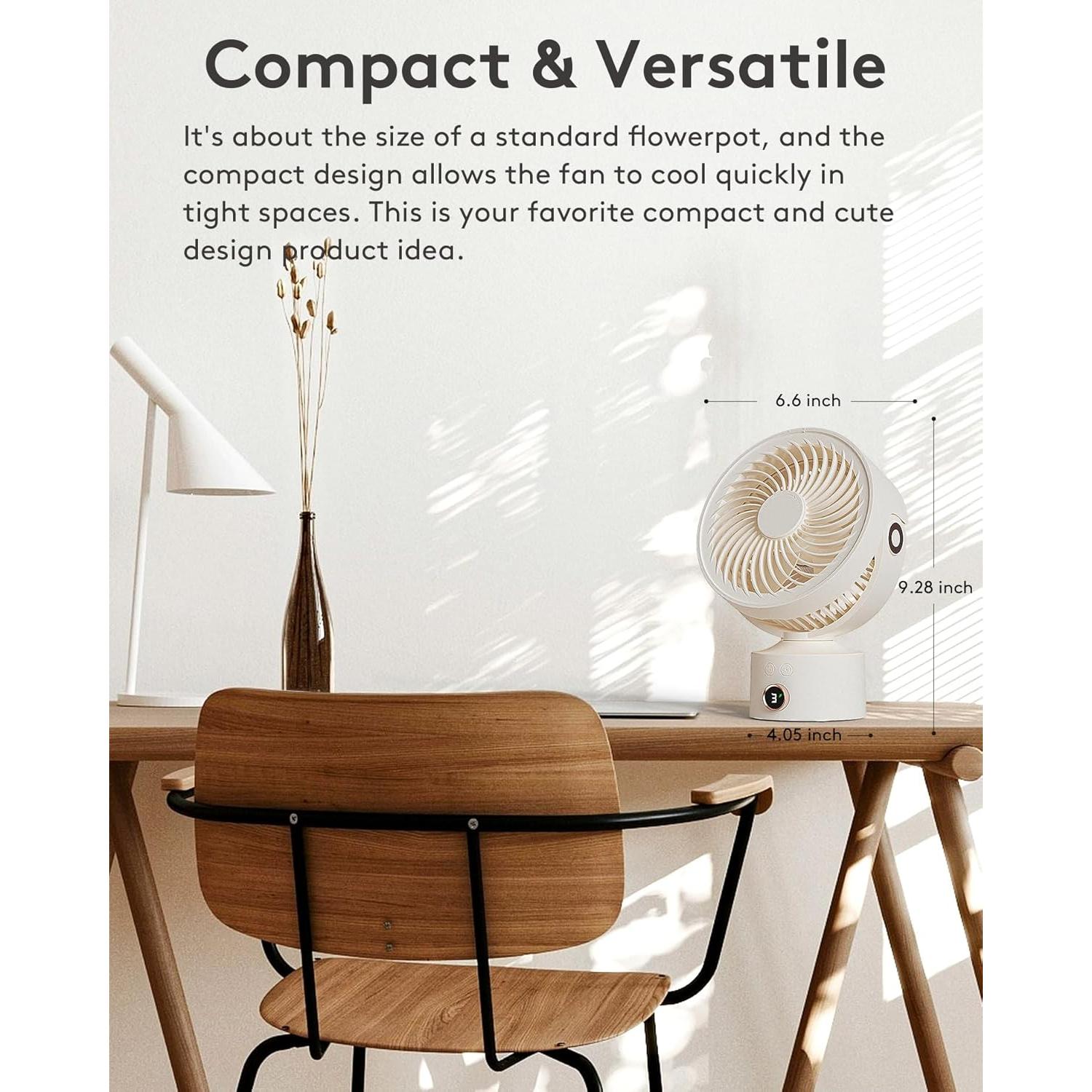 Ventilador de Escritorio CARONSORT Oscilante 9 Pulgadas Beige