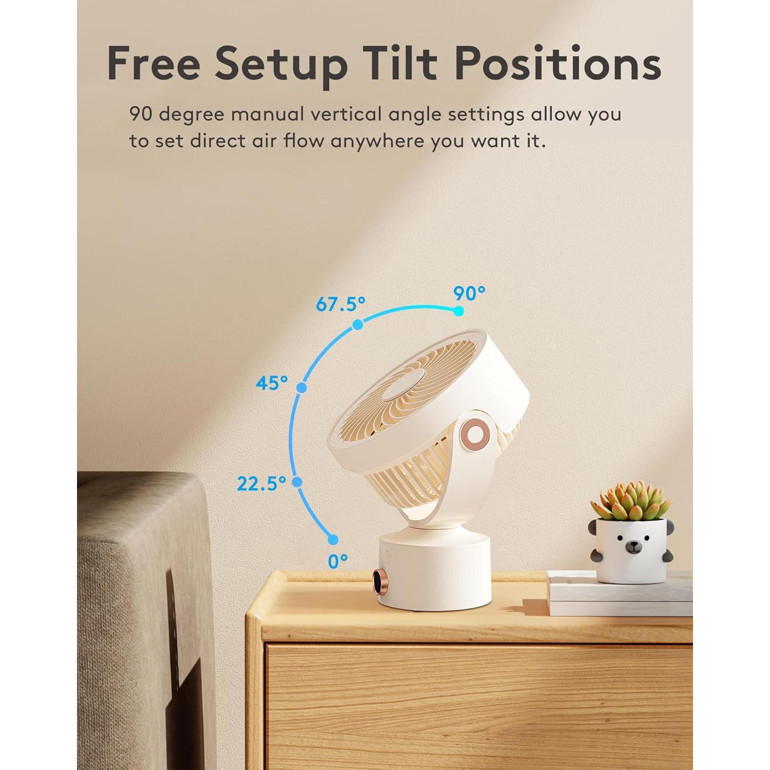 Ventilador de Escritorio CARONSORT Oscilante 9 Pulgadas Beige