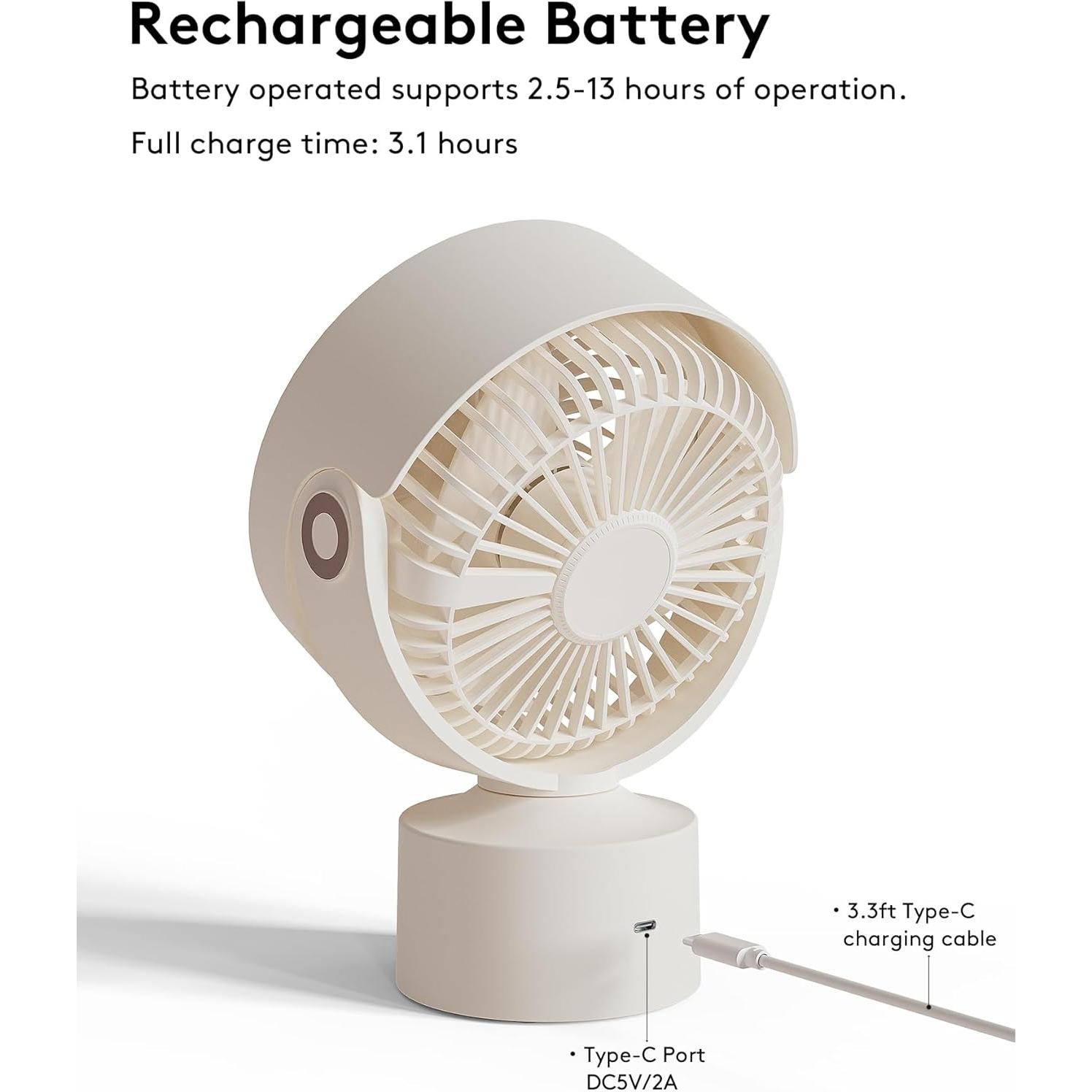 Ventilador de Escritorio CARONSORT Oscilante 9 Pulgadas Beige