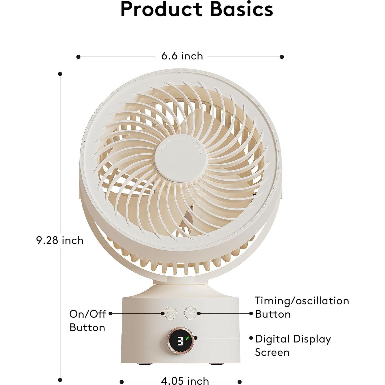 Ventilador de Escritorio CARONSORT Oscilante 9 Pulgadas Beige