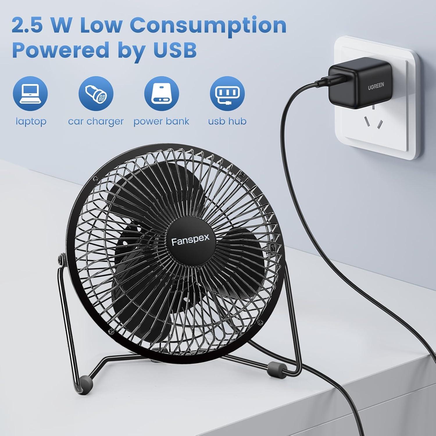 Ventilador de Escritorio USB Fanspex 6 Pulgadas Silencioso 36 dB