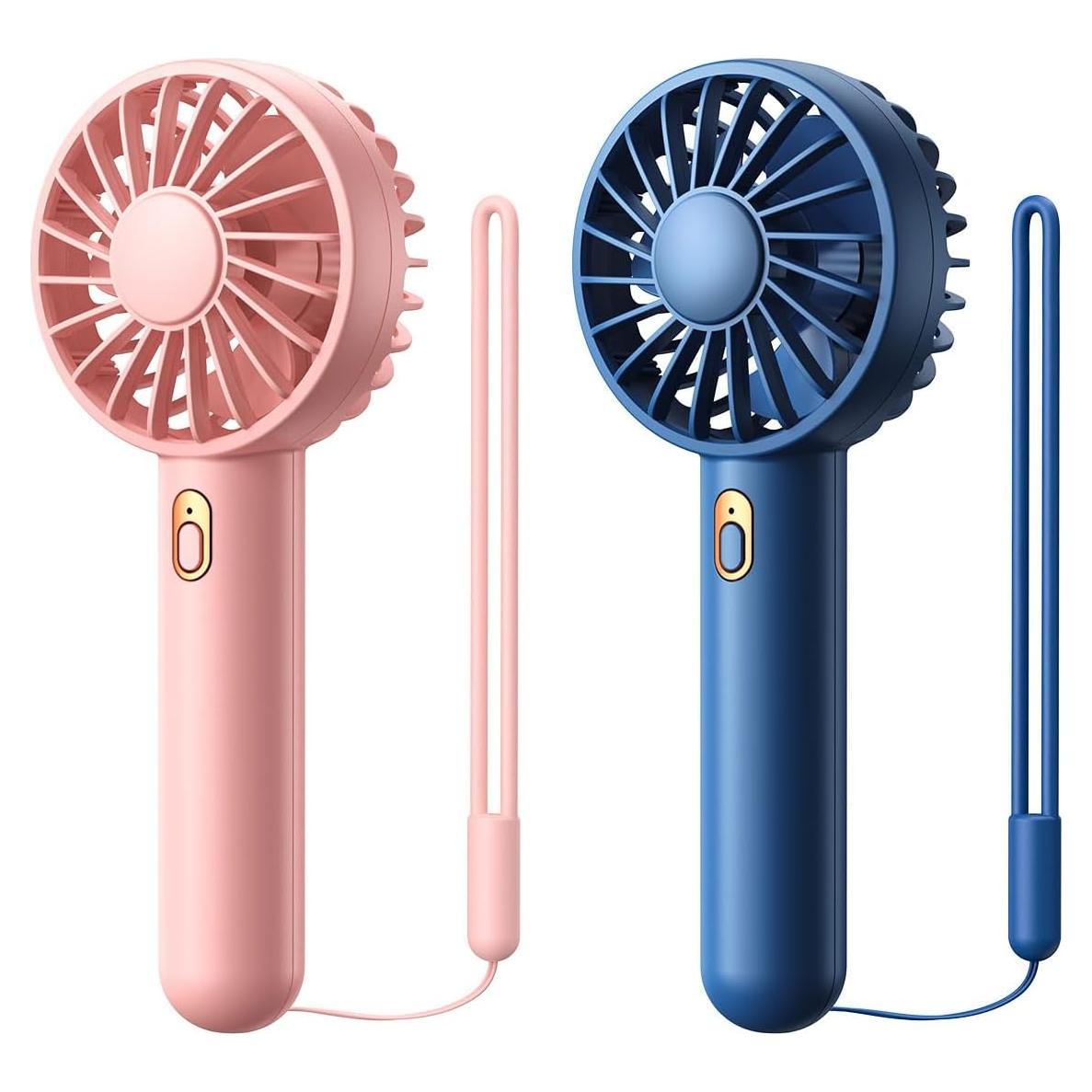 Ventilador Portátil Recargable Warmco K30 - 2-Pack Azul y Rosa
