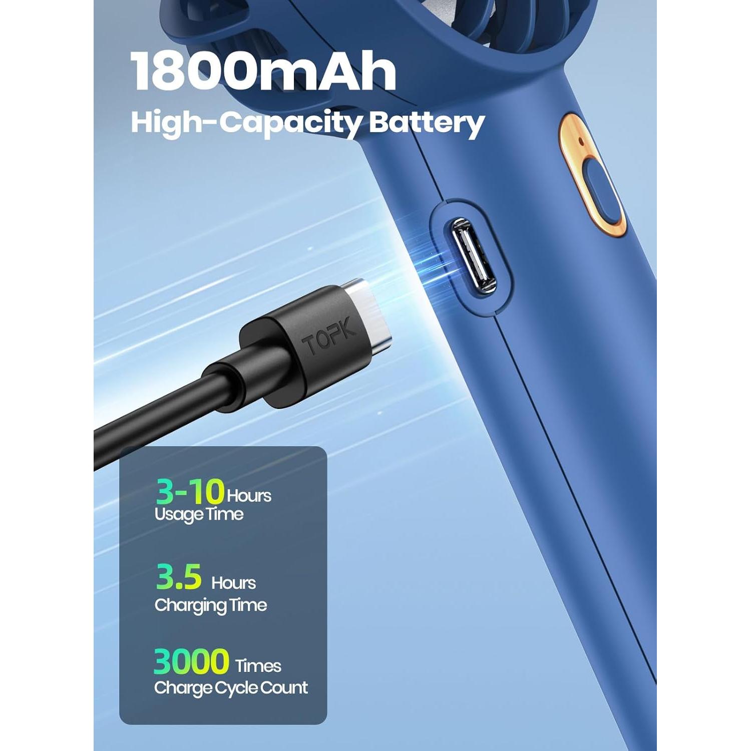 Ventilador Portátil Recargable Warmco K30 - 2-Pack Azul y Rosa