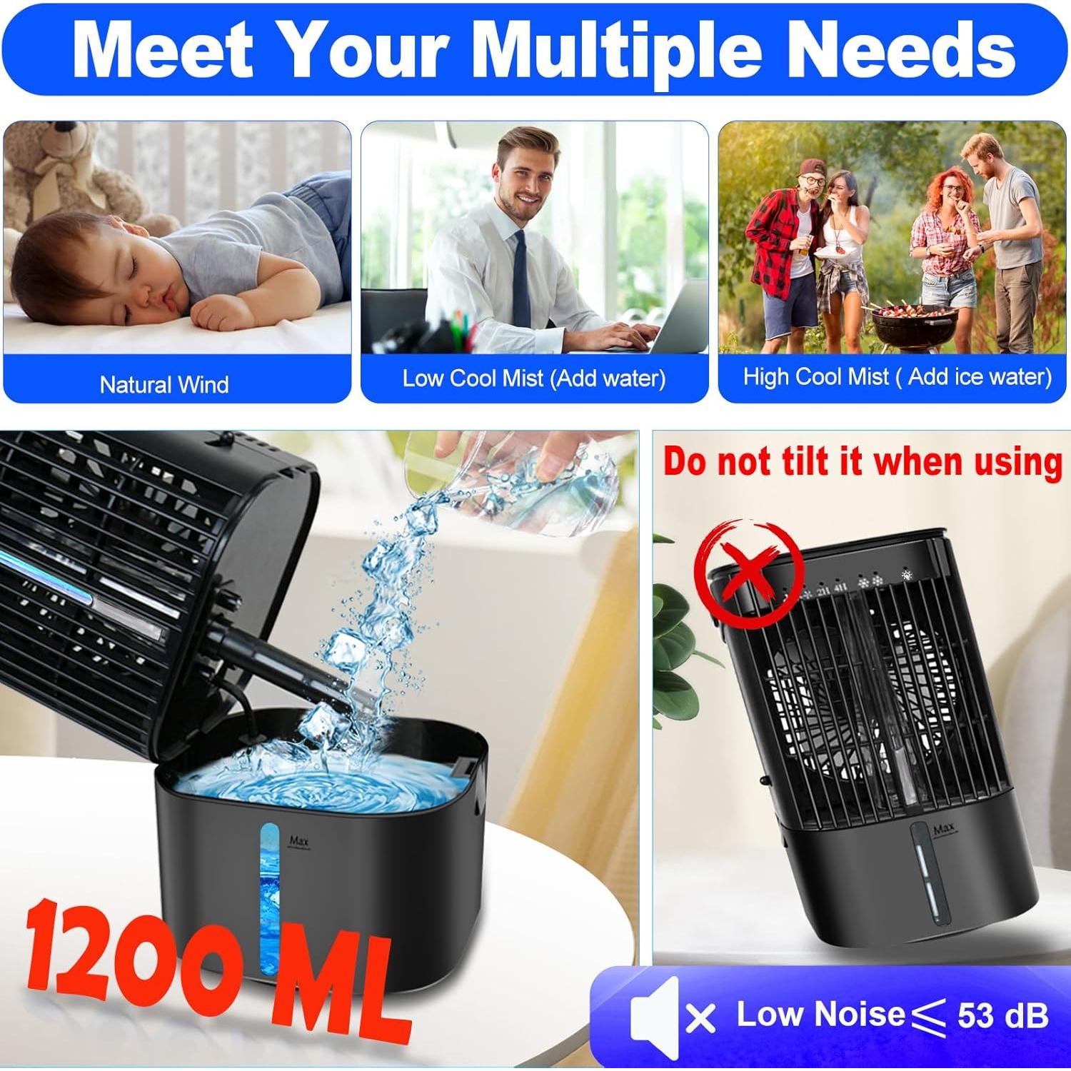 Acondicionador de Aire Portátil Tanyaxue 1200ml 3 Velocidades