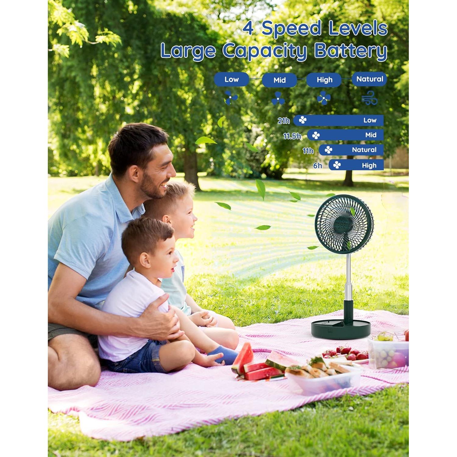 Ventilador de Mesa Portátil Primevolve PF11R Verde 4 Velocidades