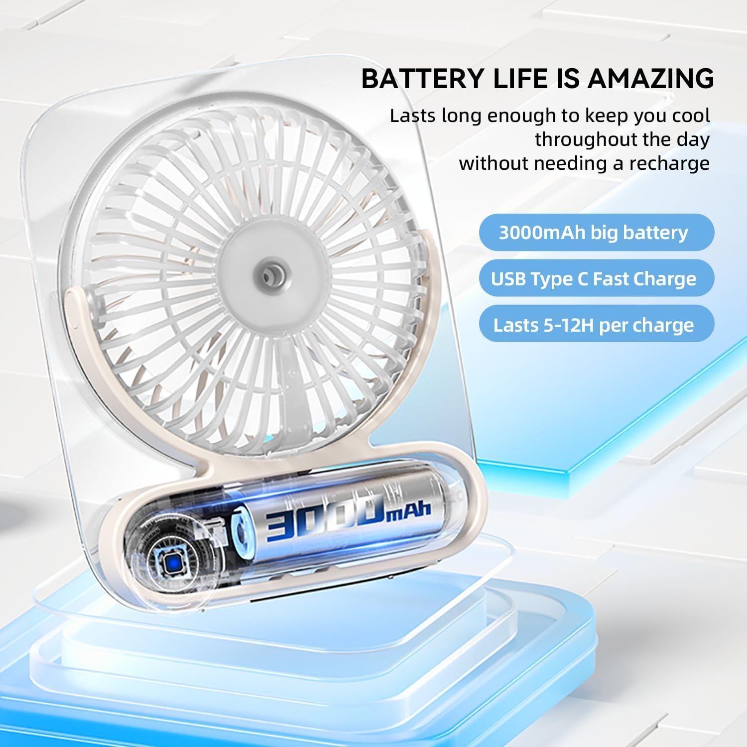 Ventilador de Escritorio BlingTrail Blanco Recargable 3000mAh