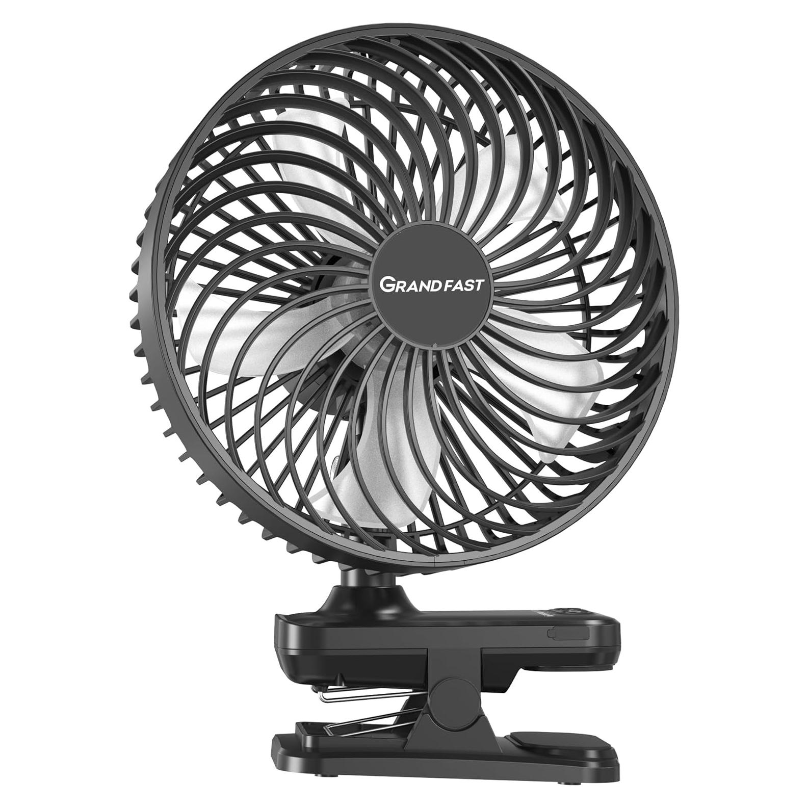 Ventilador Clip On Grandfast 10000mAh 7" Oscilante Silencioso