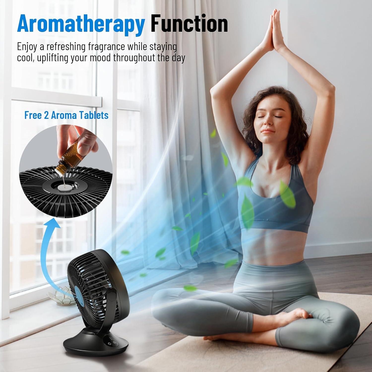 12000mAh Rechargeable Desk Fan, Portable Air Circulator - 6 Speeds, Timing, 360 Tilt, 90 Oscillating, Small Quiet Cooling for Bedroom, Home Office, Outdoor, Battery Operated