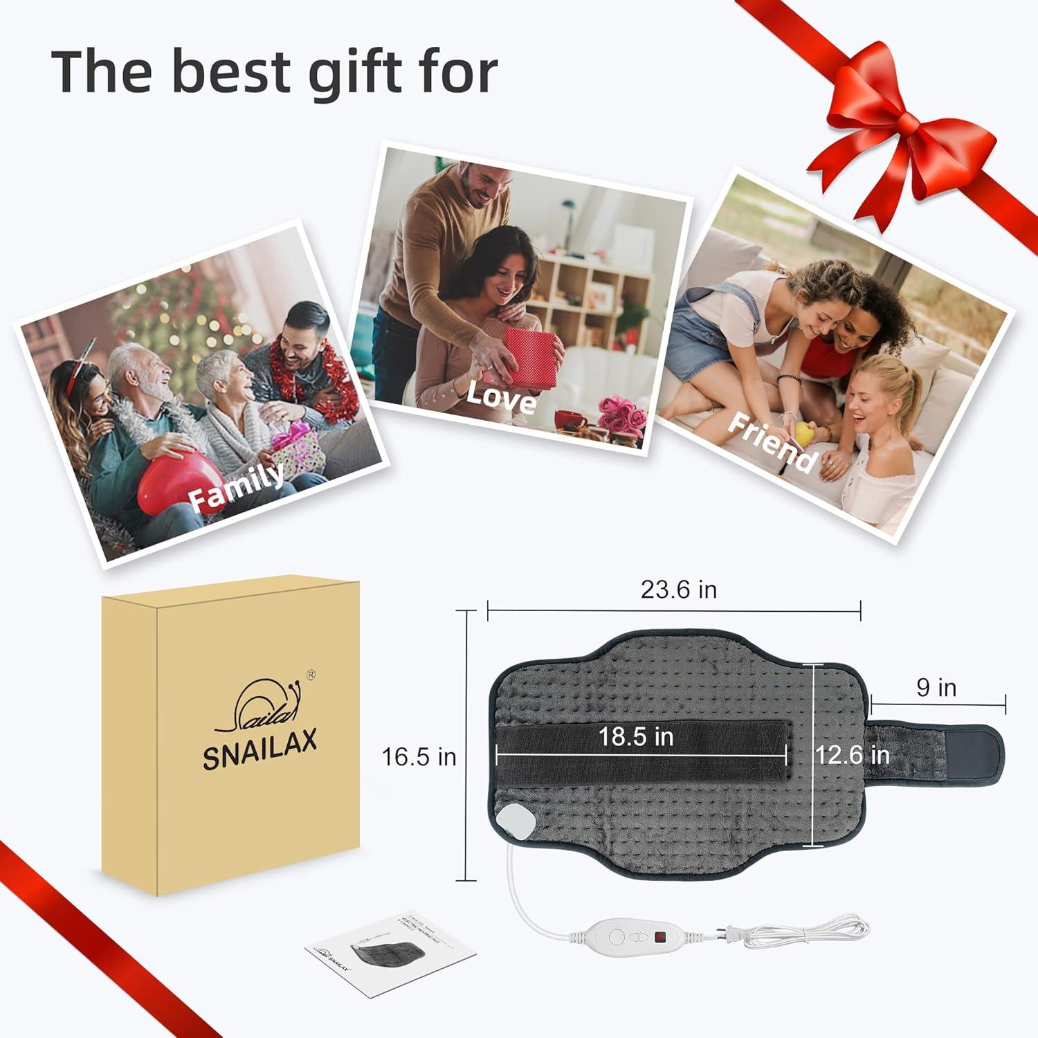 Almohadilla Térmica Snailax 40x61 cm con 6 Niveles de Calor