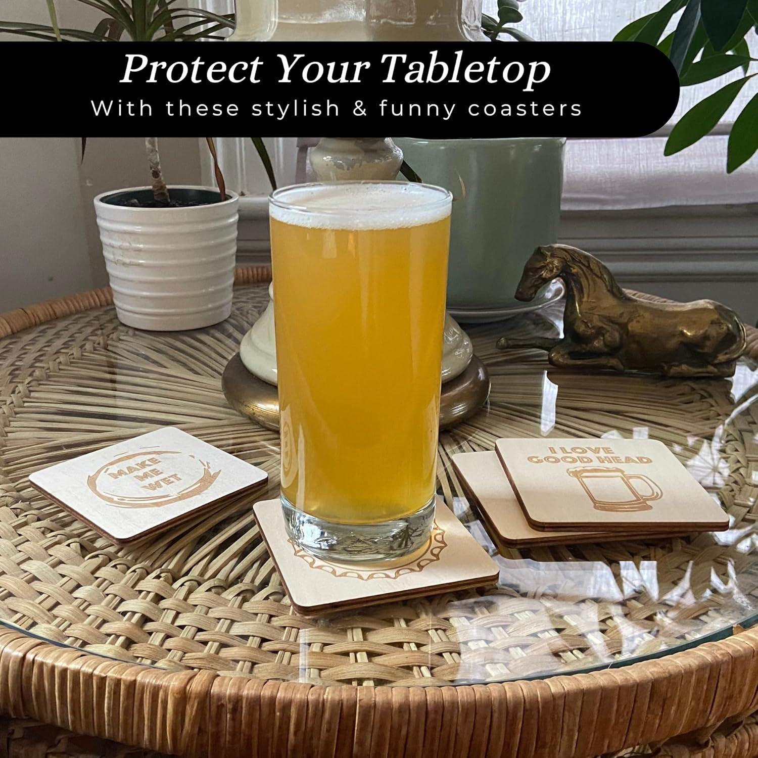 Set de 4 Posavasos de Madera Coastville con Soporte