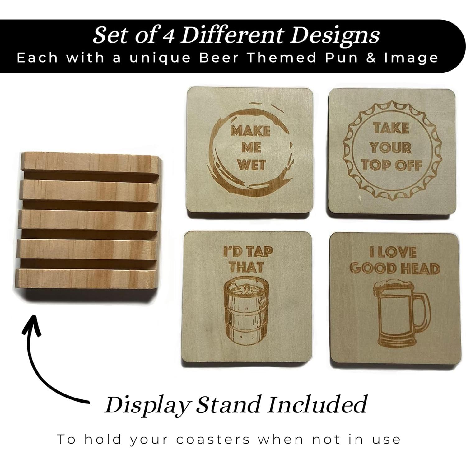 Set de 4 Posavasos de Madera Coastville con Soporte