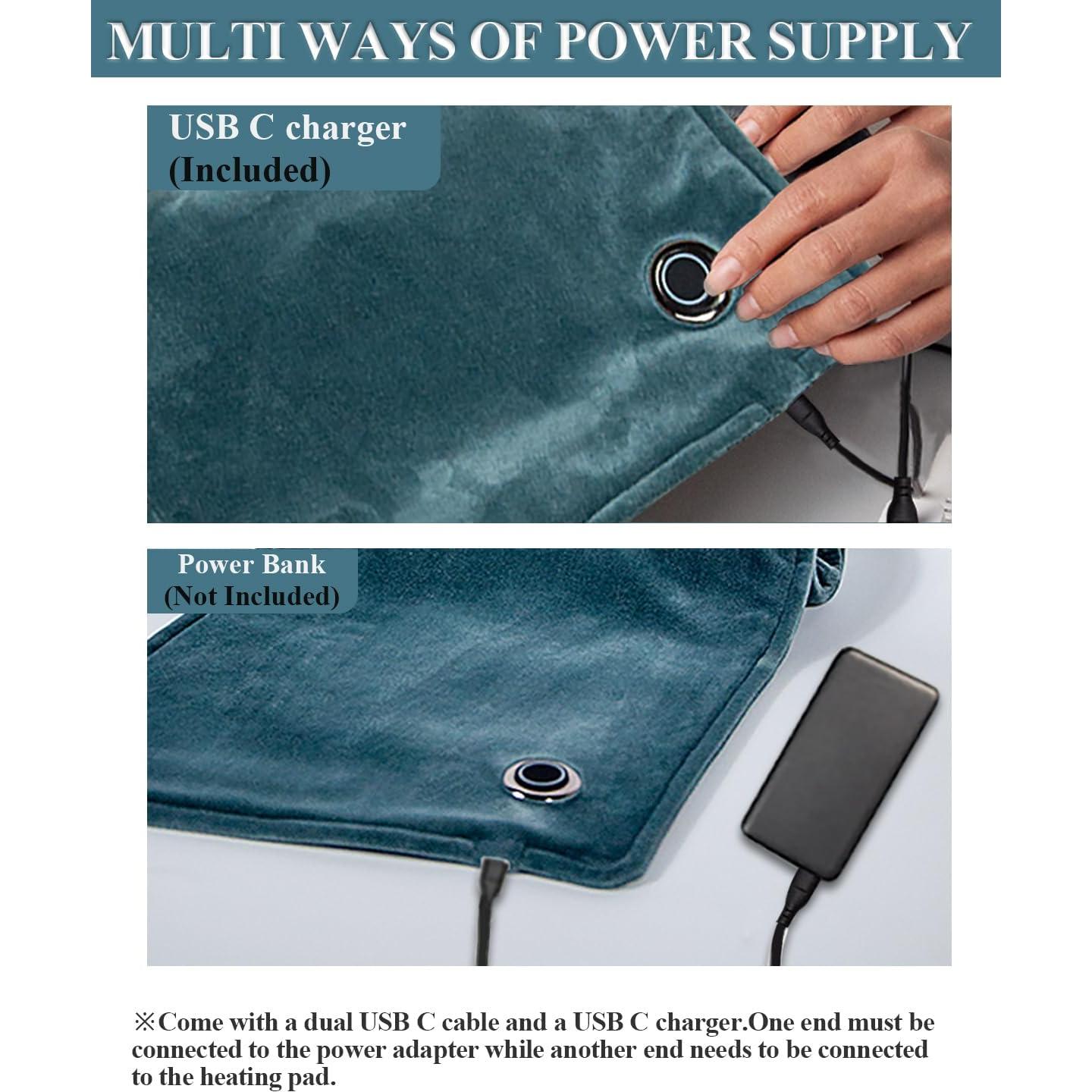 Almohadilla Térmica USB C 12V Topfeel 60x30 cm 3 Niveles Calor