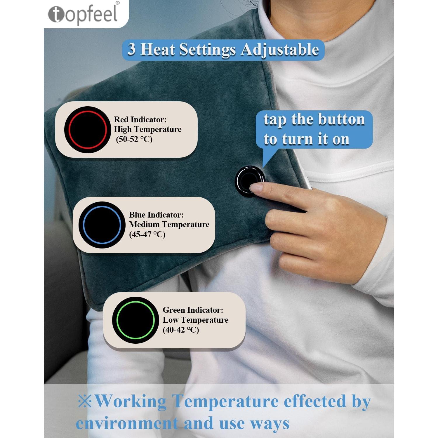 Almohadilla Térmica USB C 12V Topfeel 60x30 cm 3 Niveles Calor