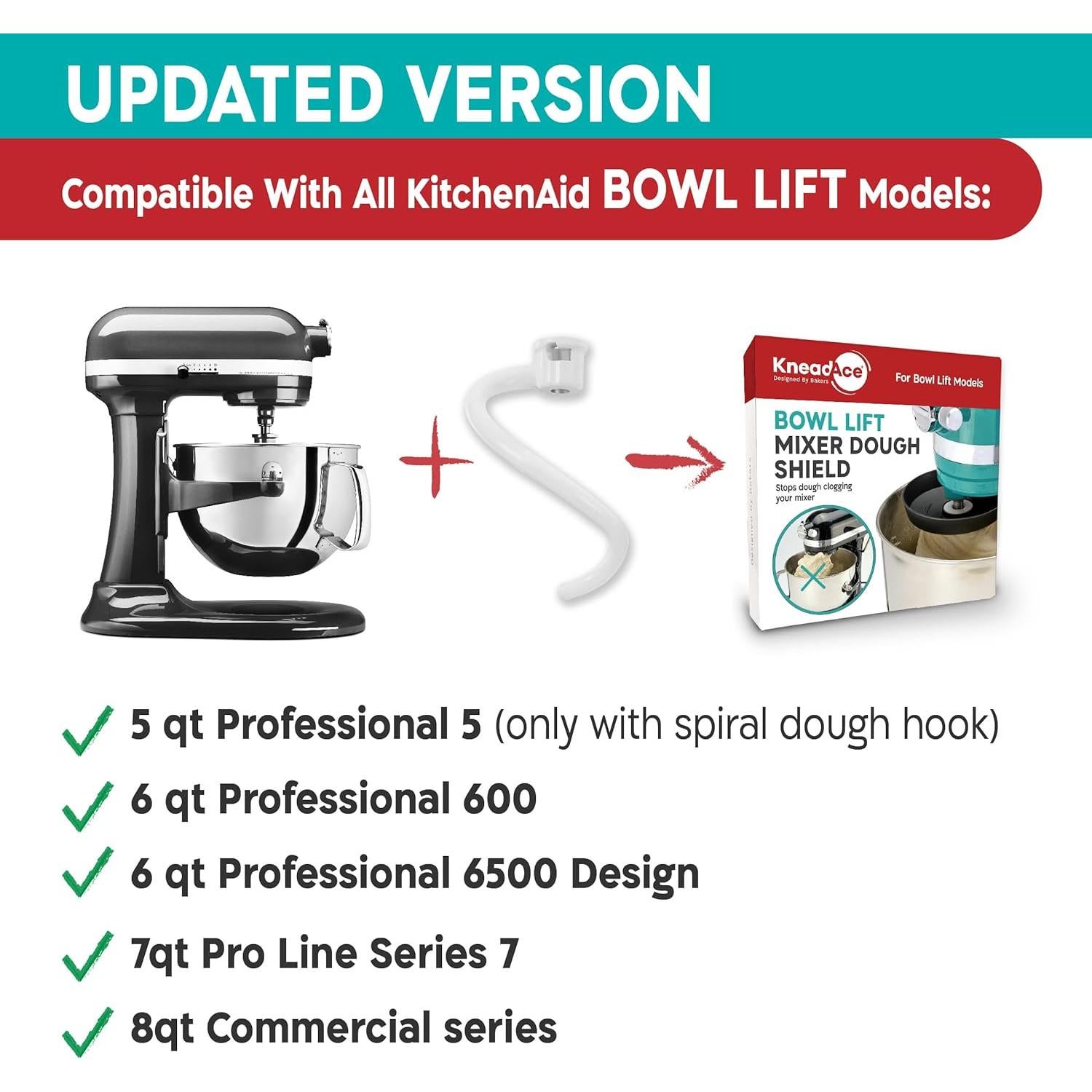 Escudo de Masa KitchenAid - Compatible con Ganchos Espirales