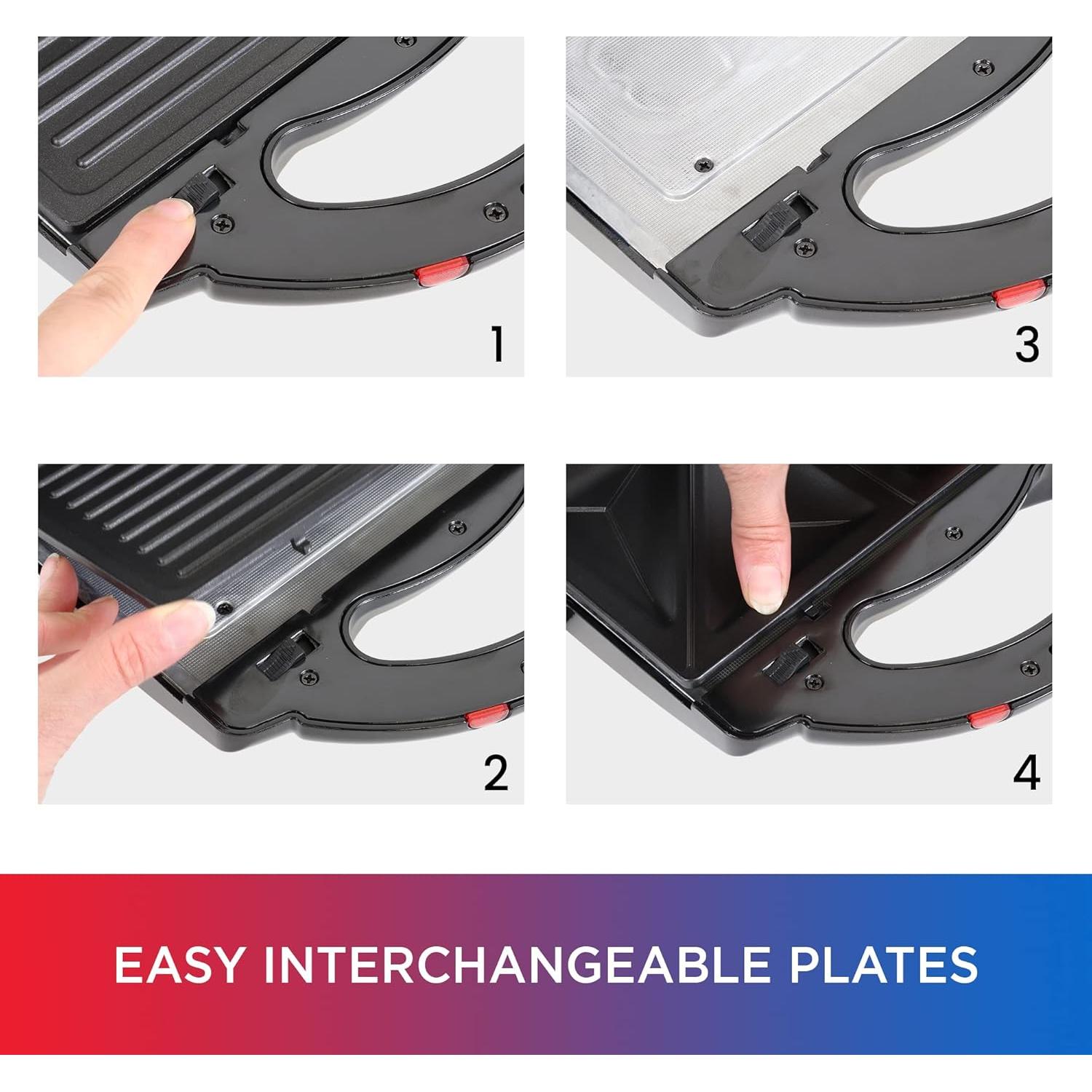 Waffle Maker Total Chef 4 en 1 - Eléctrico, Placas Removibles