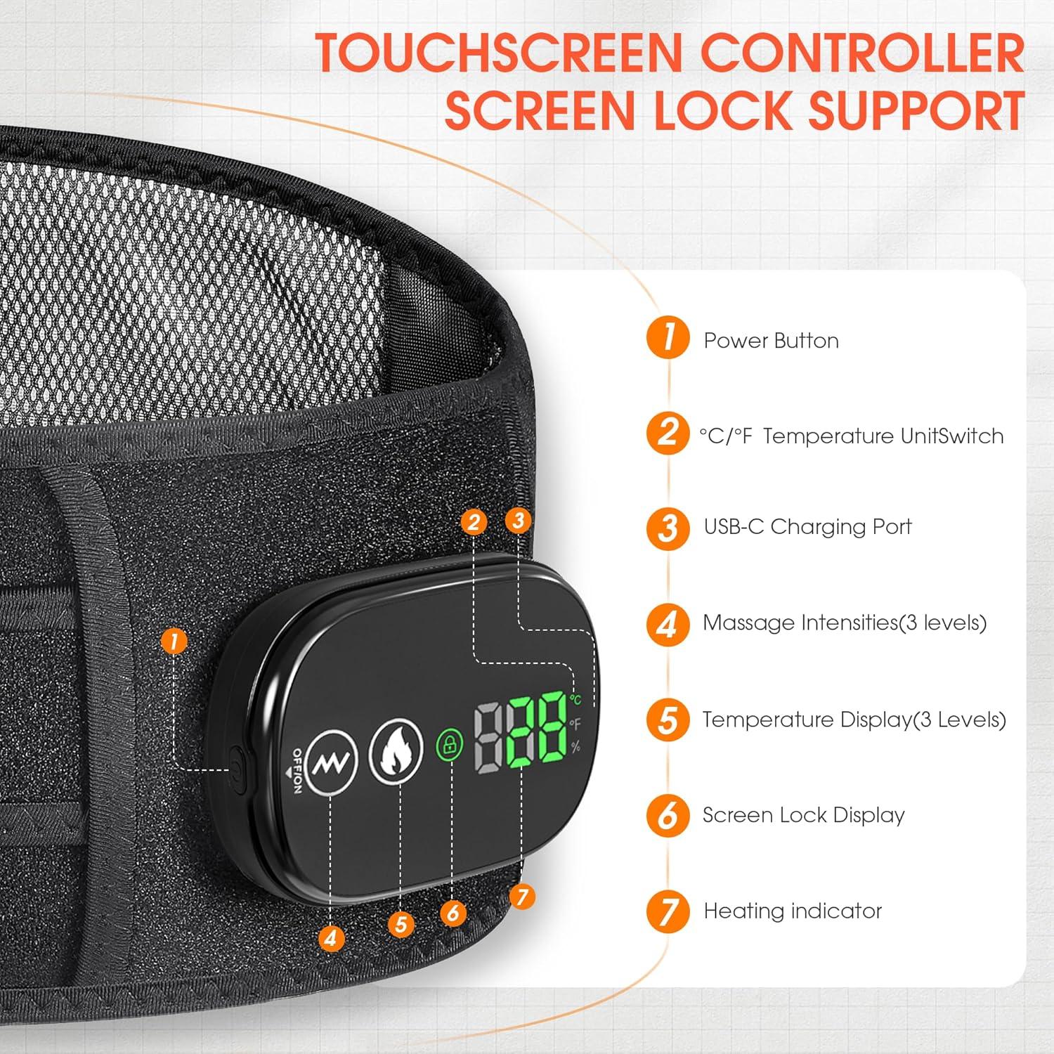 Masajeador de Espalda Calentado YUANBO Inalámbrico 3 Modos