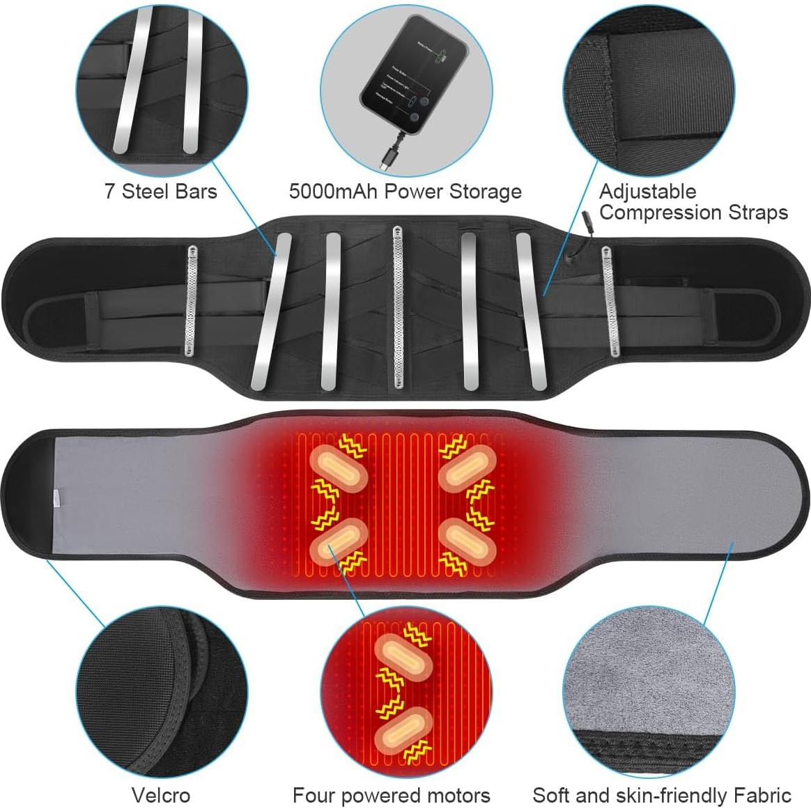 Faja Calentada Inalámbrica 6xigouma Mediana Negro