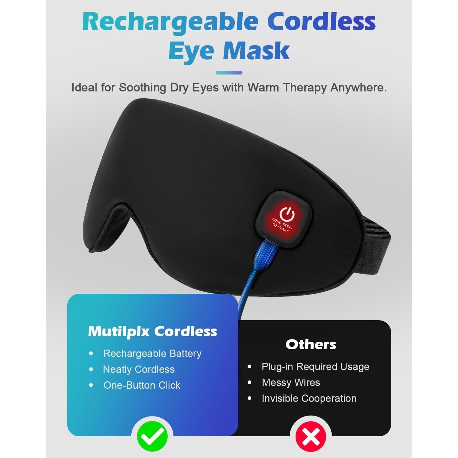 Máscara Térmica Eléctrica Mutilplx para Ojos Secos 40-65°C