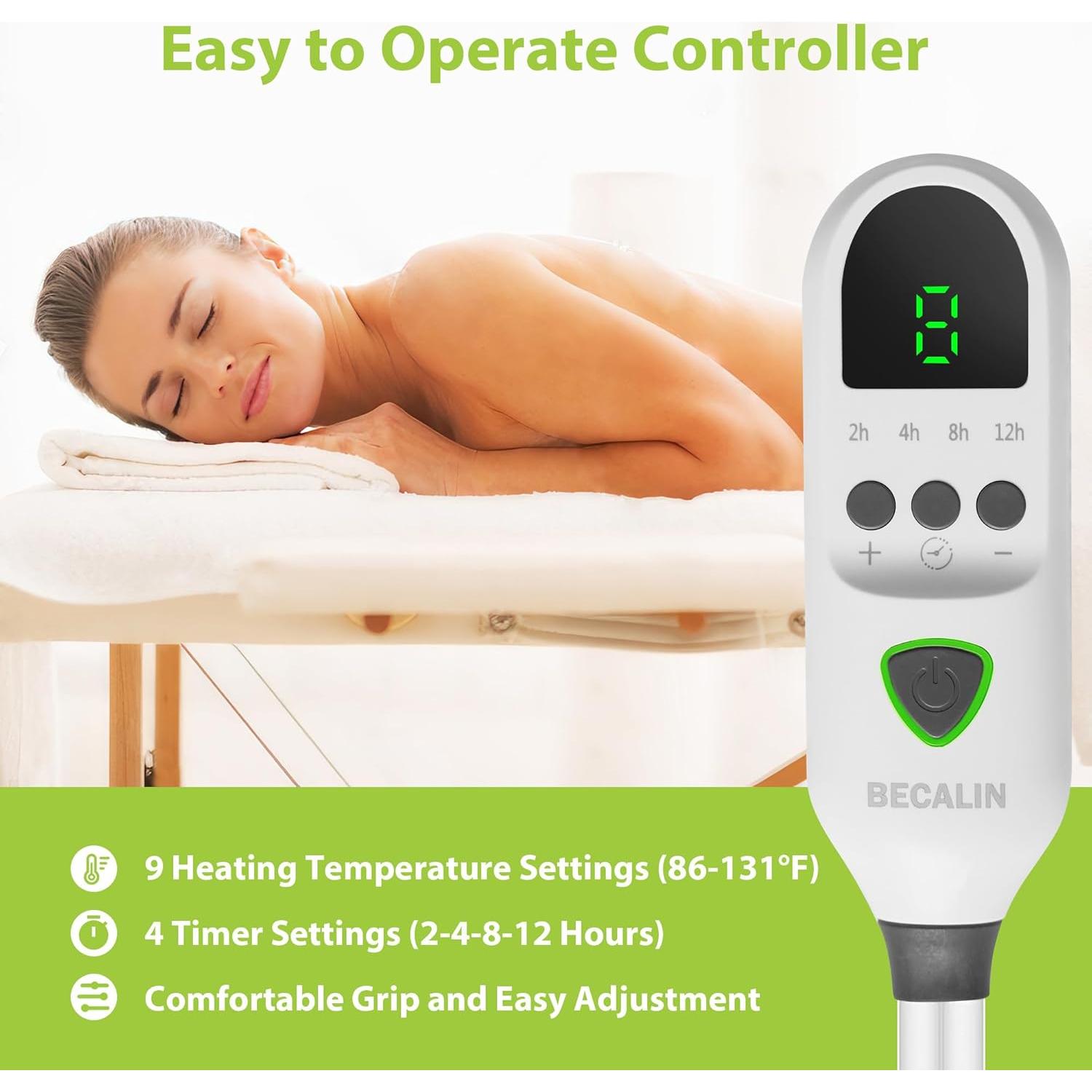 Calentador de Mesa de Masaje BECALIN 76x180 cm 9 Niveles Calor