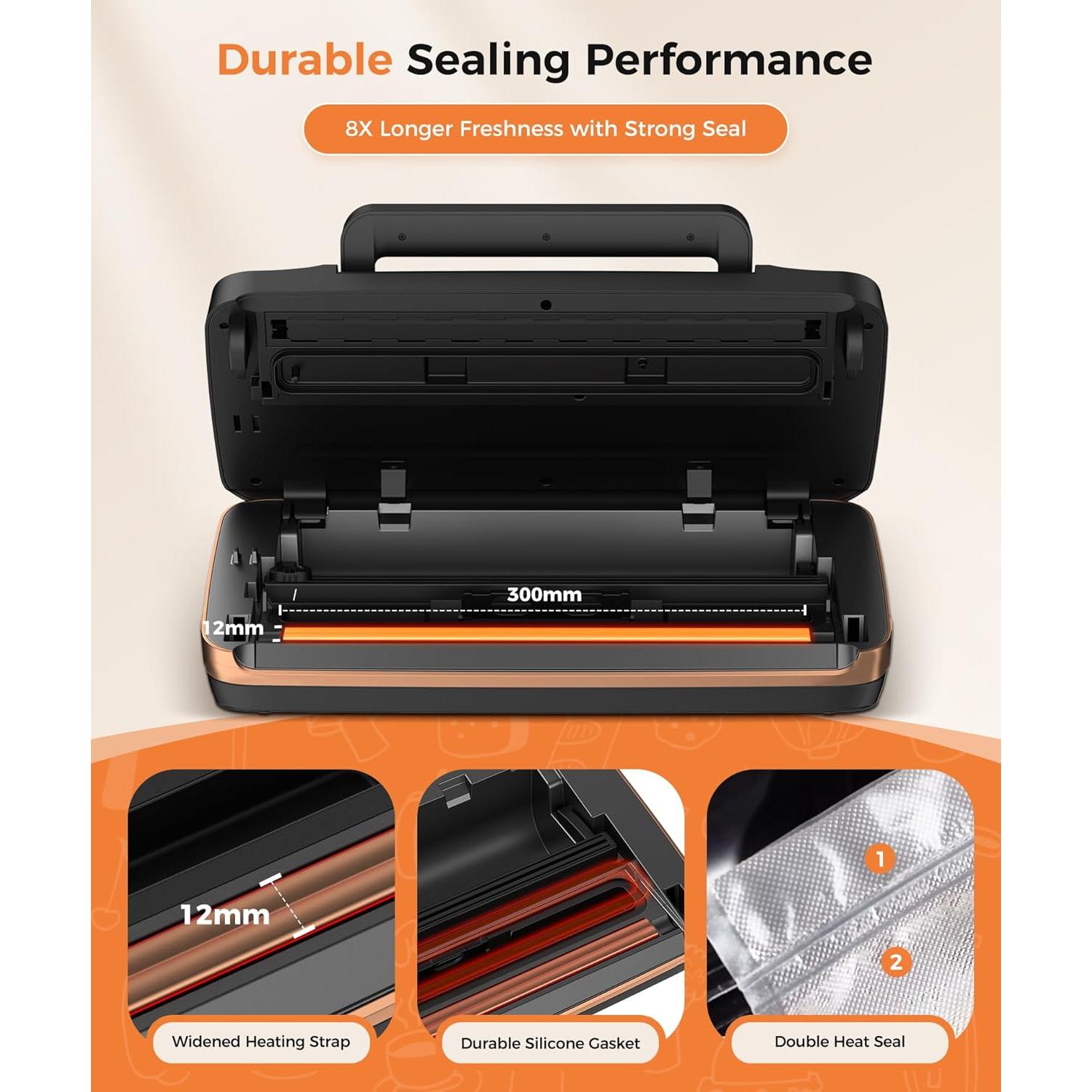 Máquina de Sellado al Vacío QIQIAOB SV608 130W Automática